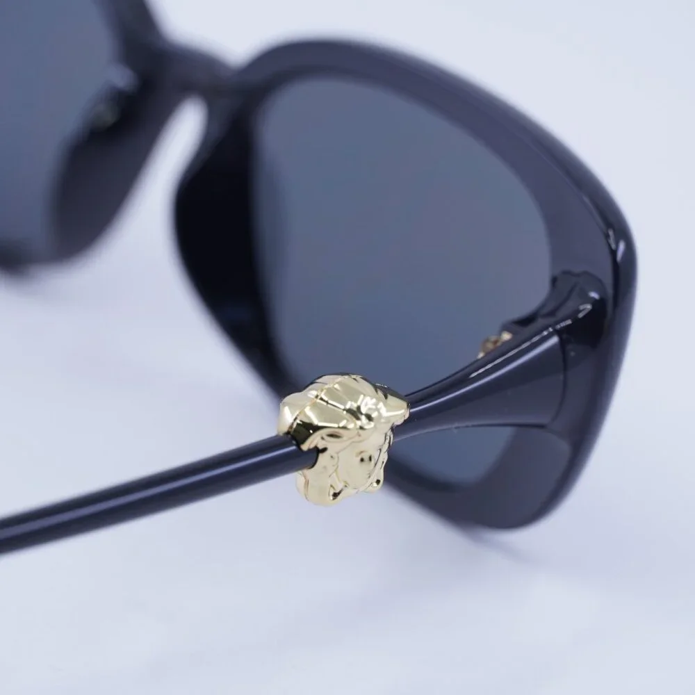 Versace VE4504D GB1/87 Sunglasses Shiny Black Rectangle Frame, Grey Lenses - Picture 5 of 10